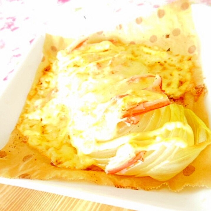 ❤玉葱とカマンベールとカニかまのトースター焼き❤